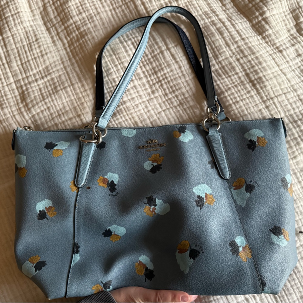 Coach Blue Floral Tote Bag